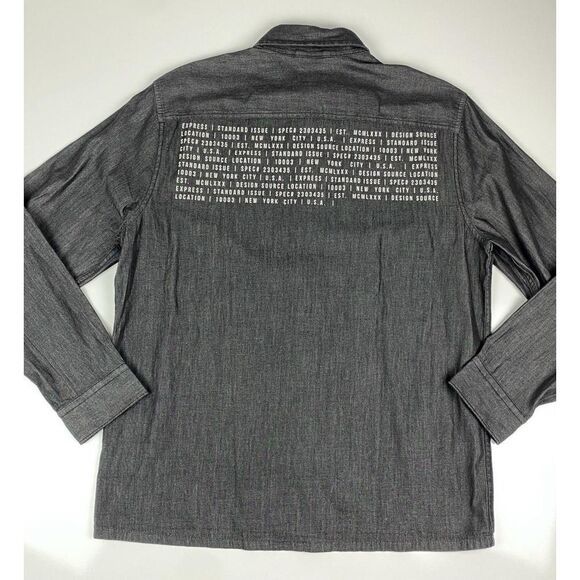 Express NYC Button Down Long Sleeve Shirt Mens Large Gray Casual O0189 - Picture 4 of 12